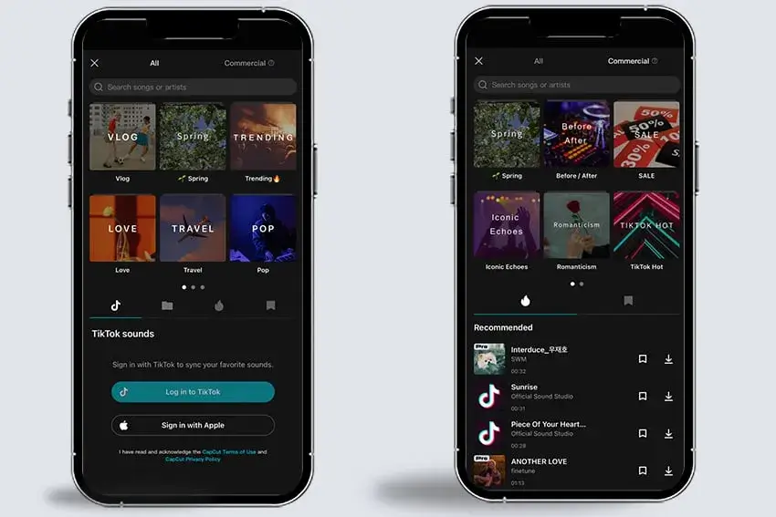 CapCut's mobile interface