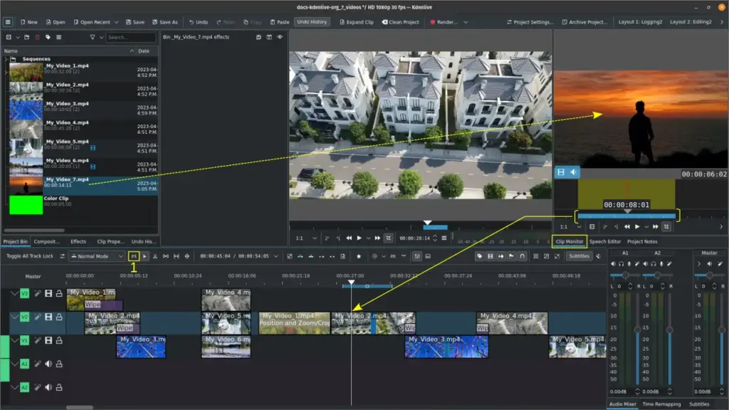 Kdenlive's timeline