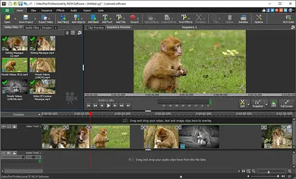 VideoPad's simple timeline