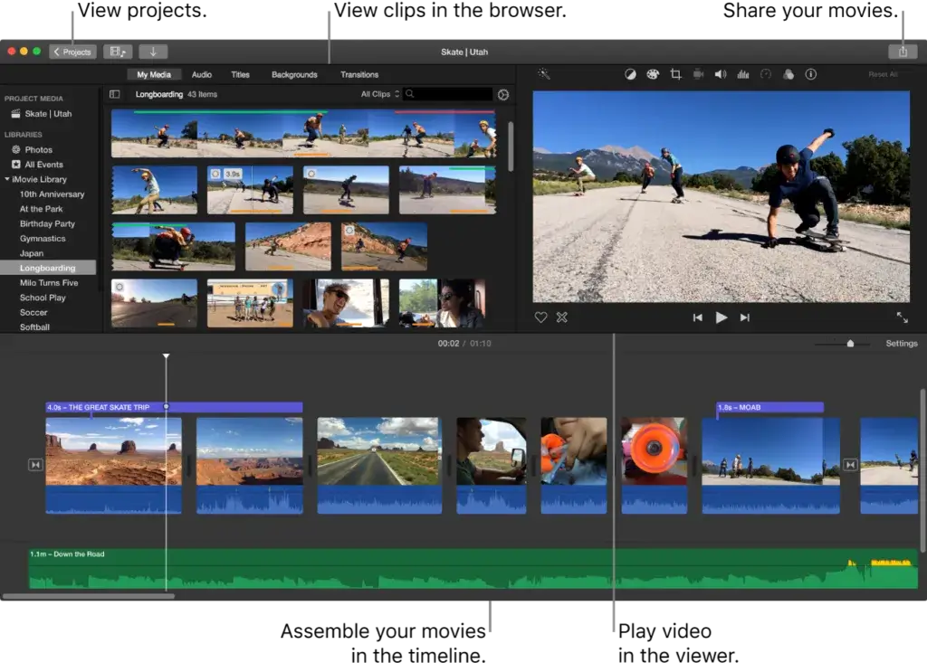 iMovie's simple interface