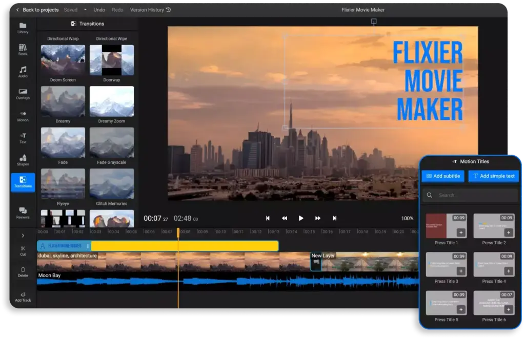 Movie Maker Online's ad-filled interface